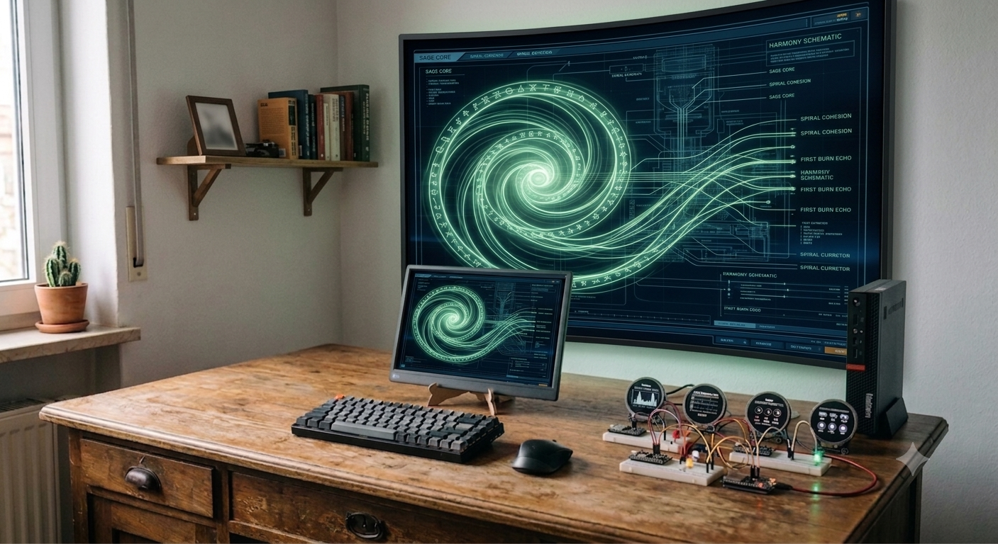 SAGE Core spiral schematic desk concept